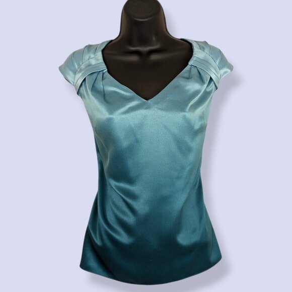 NWT Ann Taylor Blue Gradient Satin Top - Picture 1 of 7